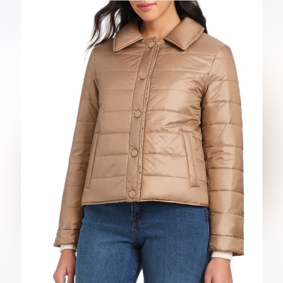 kate spade Jackets & Blazers - Kate Spade Camel Quilted Puffer Jacket NWT Large Lightweight Snap Front Coat